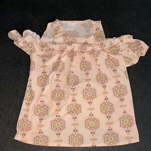 LC Lauren Conrad Pink Blouse with Vintage-Inspired Pattern size medium